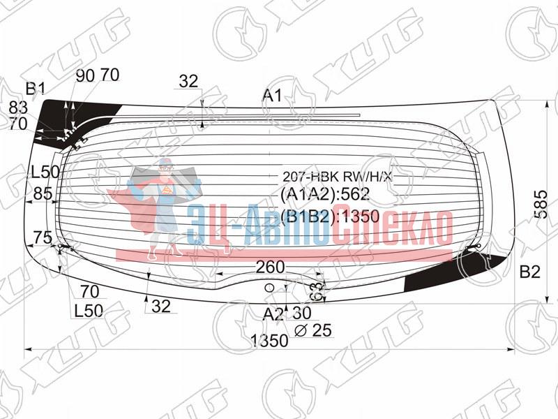 Стекло заднее с обогревом PEUGEOT 207 3 /5D HBK 06-12