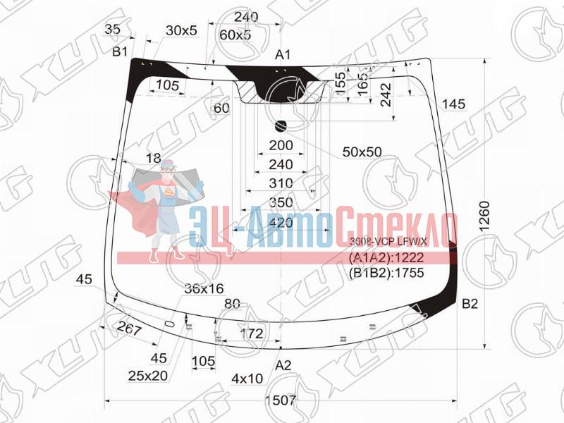 Стекло лобовое PEUGEOT 3008 /5008 09-16