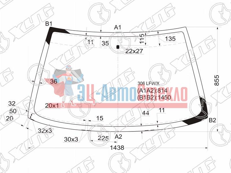 Стекло лобовое PEUGEOT 306 3 /4 /5D SED /HBK 93-02