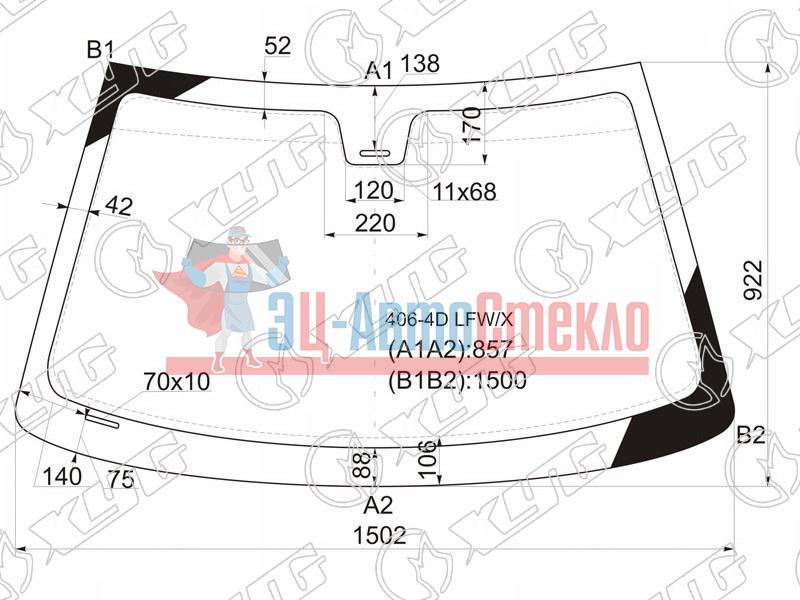 Стекло лобовое + дд PEUGEOT 406 4 /5D SED /WGN 95-01