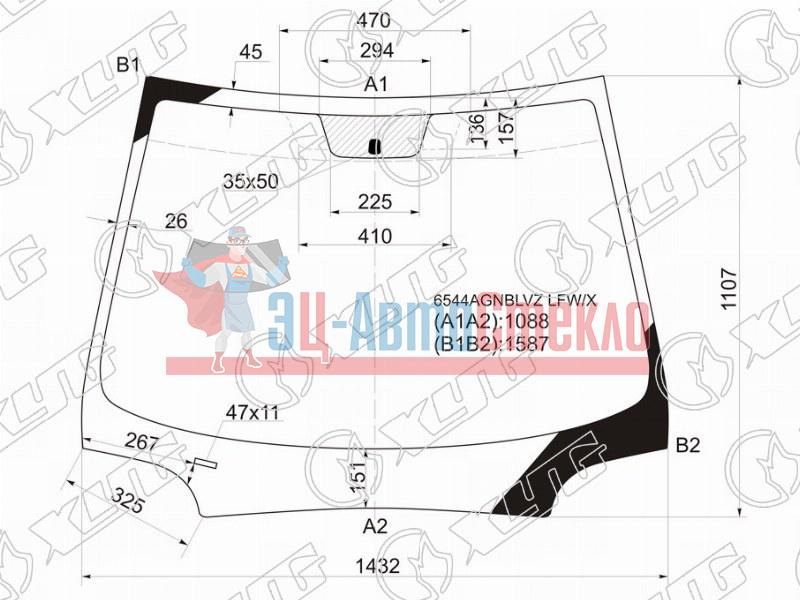 Стекло лобовое PEUGEOT 407 4 /5D SED /WGN 04-11
