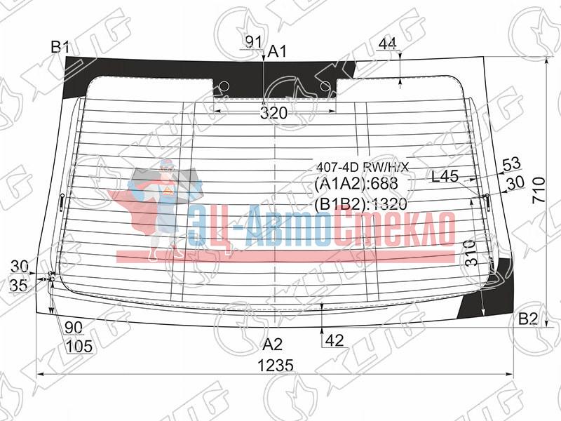 Стекло заднее с обогревом PEUGEOT 407 4D SED 04-11