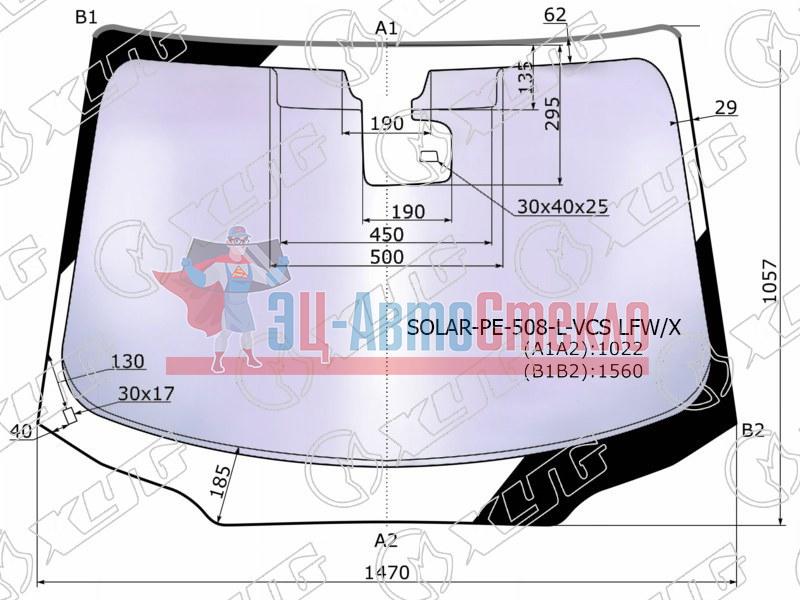 Стекло лобовое атермальное PEUGEOT 508 4 /5D SED /WGN 10-18 (Solar-X защита от ультрафиолета)