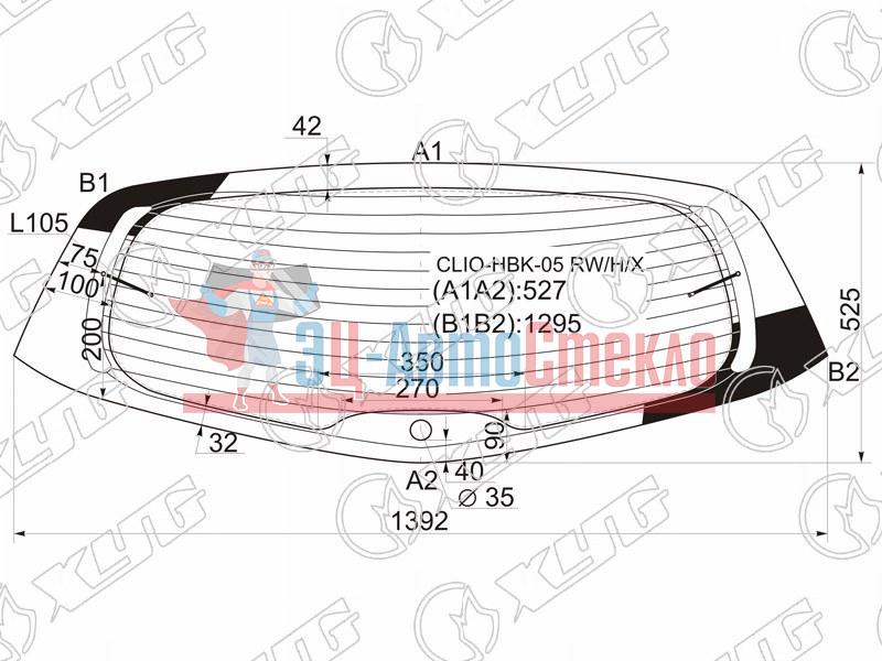 Стекло заднее с обогревом RENAULT CLIO III 3 /5D 05-12