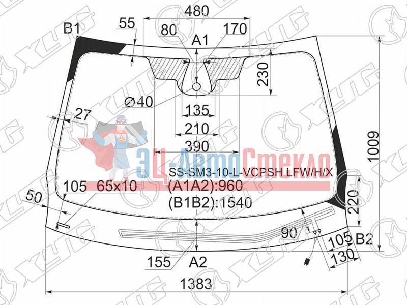 Стекло лобовое с обогревом щеток + дд RENAULT FLUENCE 10-17 /RENAULT MEGANE 5D HBK /WGN 08-16