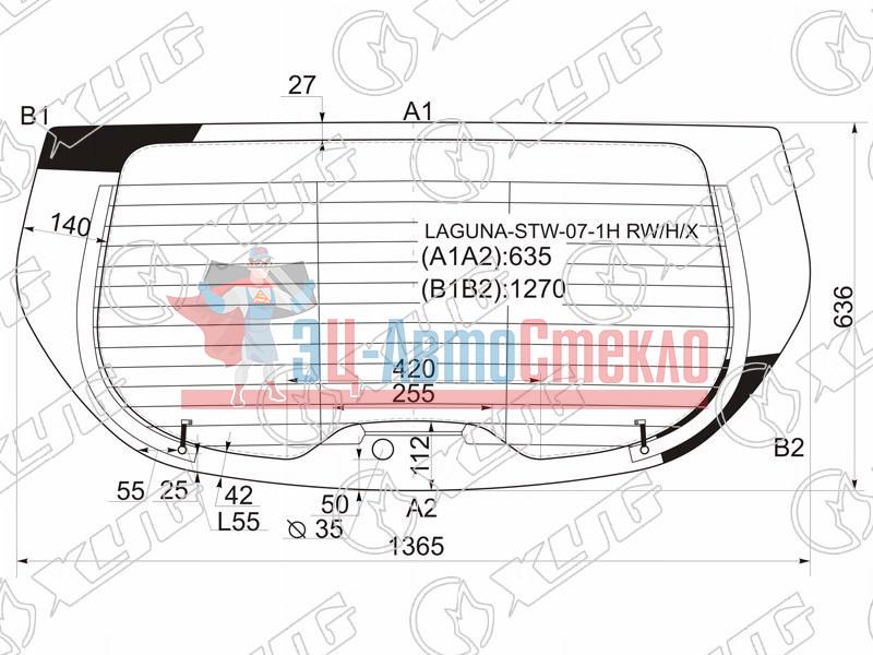 Стекло заднее с обогревом RENAULT LAGUNA 5D WGN 07-15
