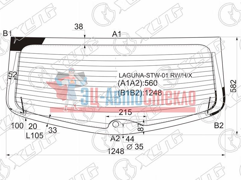 Стекло заднее с обогревом (не открывается) RENAULT LAGUNA II 5D WGN 01-07