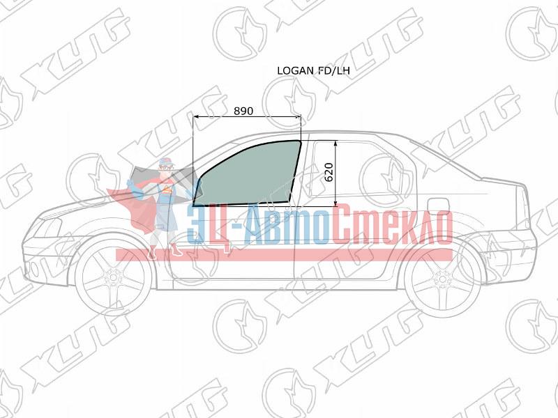 Стекло переднее левое опускное RENAULT LOGAN 04-13 /DACIA LOGAN 04-12  / LADA LARGUS 12-