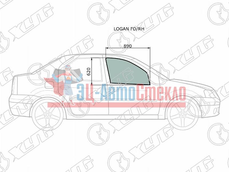 Стекло переднее правое опускное RENAULT LOGAN 04-13 /DACIA LOGAN 04-12  / LADA LARGUS 12-