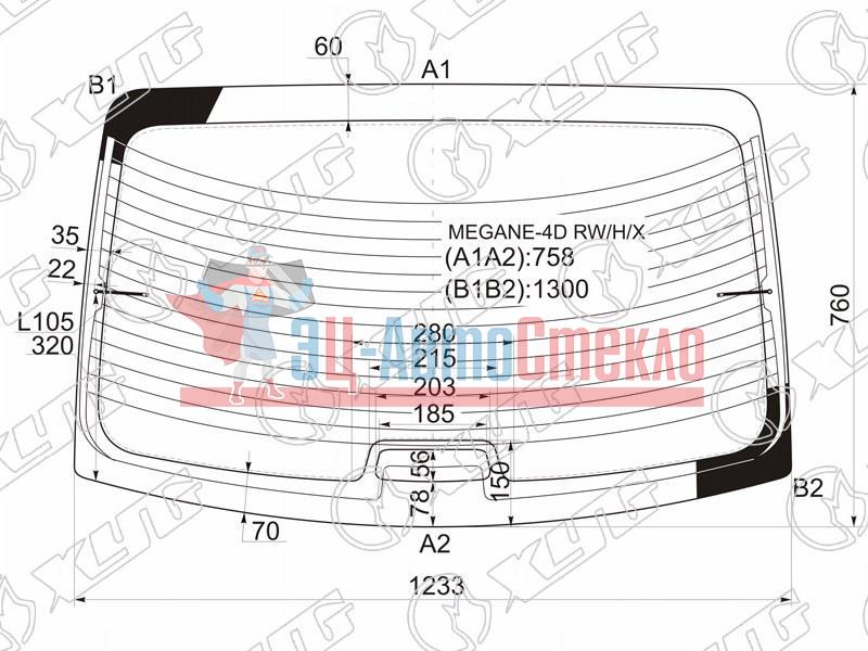 Стекло заднее с обогревом RENAULT MEGANE 4D SED 96-03