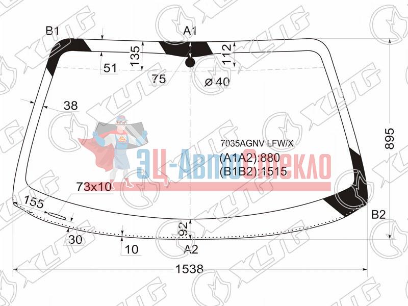 Стекло лобовое ROVER 75 4D SED 99-05