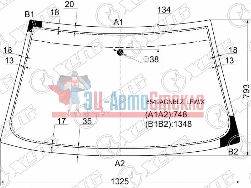 Стекло лобовое VOLKSWAGEN POLO CLASSIC 95-99 /CADDY 96-04 /CORDOBA 93-99