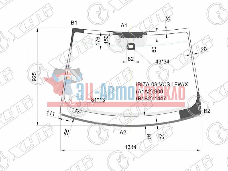 Стекло лобовое + дд SEAT IBIZA 3 /5D HBK 08-17