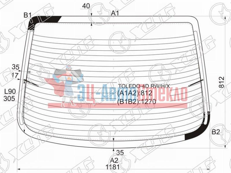 Стекло заднее с обогревом SEAT TOLEDO 4D SED 99-04