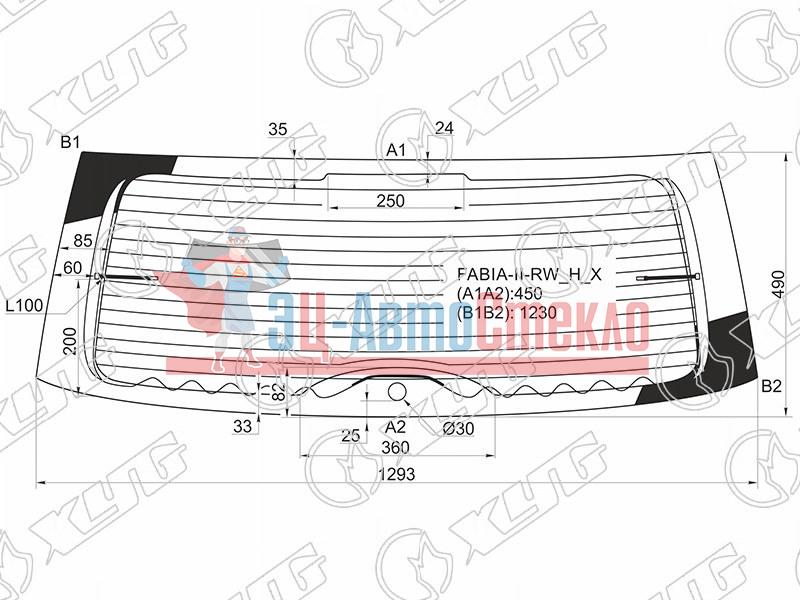 Стекло заднее с обогревом SKODA FABIA II 5D HBK 07-14