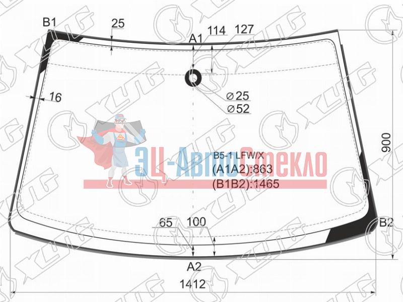 Стекло лобовое + дд VOLKSWAGEN PASSAT B5 4 /5D 96-05 /SKODA SUPERB 02-08