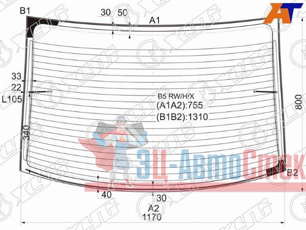 Стекло заднее с обогревом VOLKSWAGEN PASSAT B5 4D SED 96-05