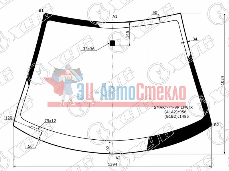 Стекло лобовое SMART FOR FOUR 04-06
