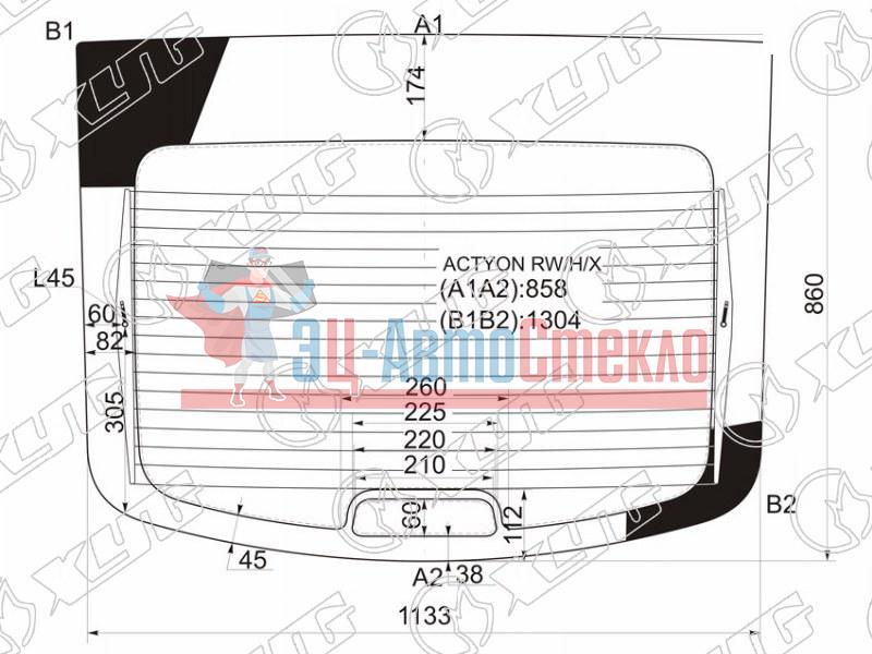Стекло заднее с обогревом SSANGYONG ACTYON 06-11