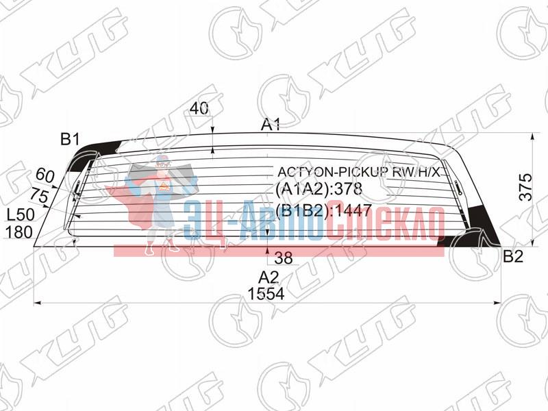Стекло заднее с обогревом SSANGYONG ACTYON PICKUP 06-12