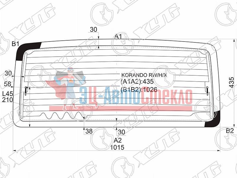 Стекло заднее с обогревом SSANGYONG KORANDO 96-06 /TAGER (ТАГАЗ) 08-12