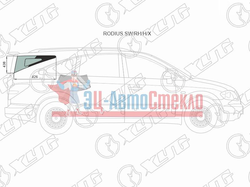 Стекло кузова (собачник) заднее правое NO2 SSANGYONG RODIUS 04-13