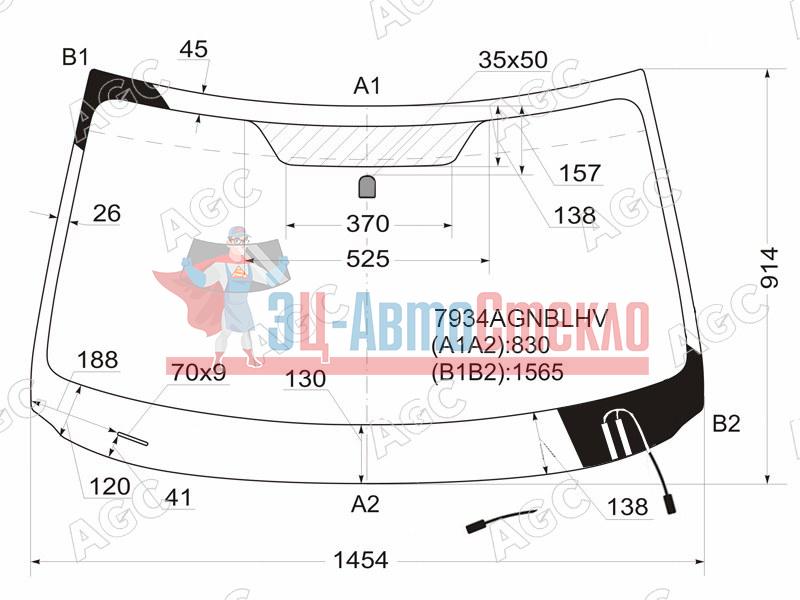 Стекло лобовое с обогревом щеток SUBARU FORESTER 08-13