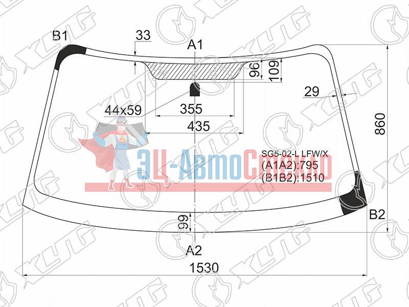 Стекло лобовое SUBARU FORESTER 02-08