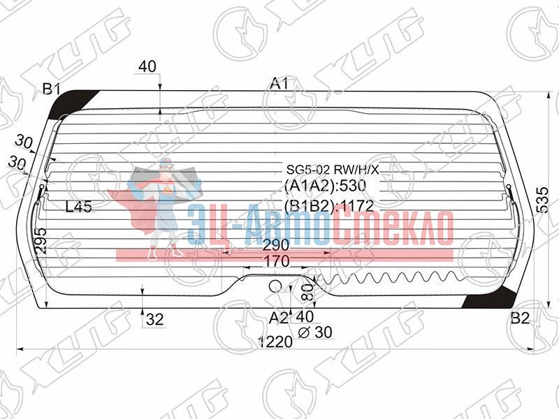 Стекло заднее с обогревом SUBARU FORESTER 02-05