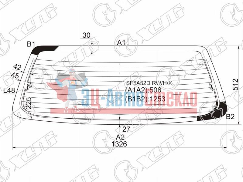 Стекло заднее с обогревом SUBARU FORESTER 97-00