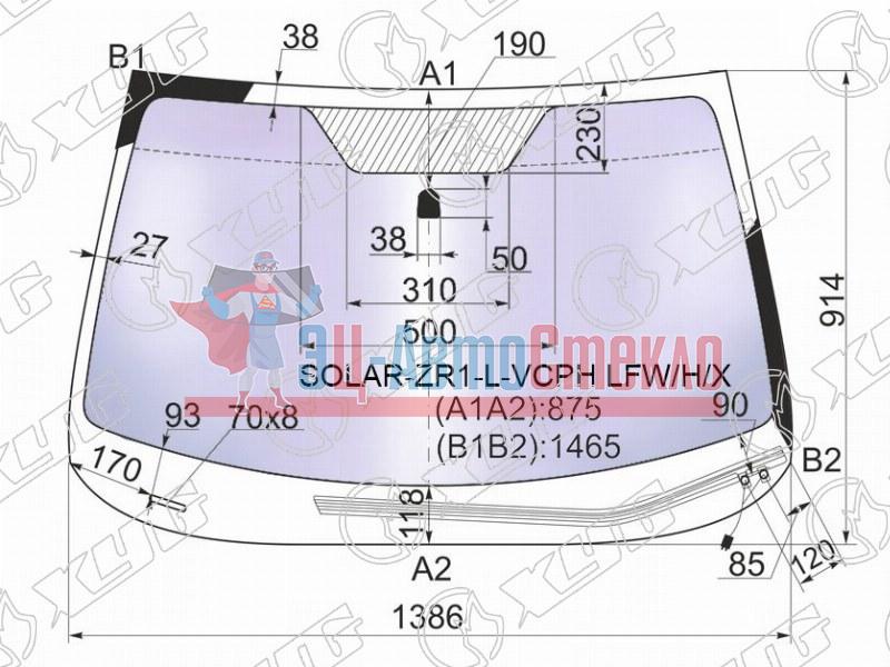 Стекло лобовое атермальное с обогревом щеток SUBARU IMPREZA 4 /5D 07-11