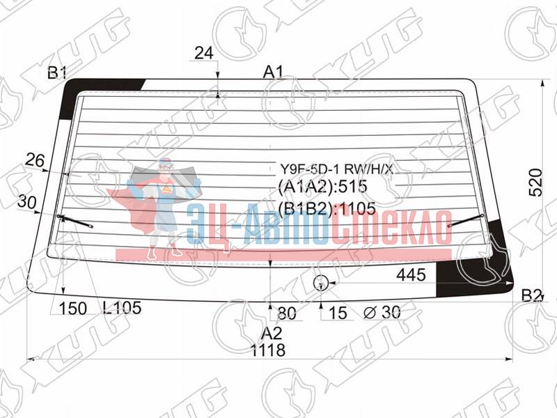 Стекло заднее с обогревом (с отв.) SUZUKI CULTUS SWIFT 5D 86-95
