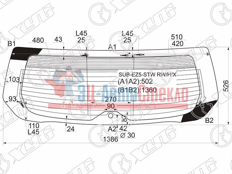 Стекло заднее с обогревом SUBARU LEGACY /OUTBACK 5D WGN 09-14
