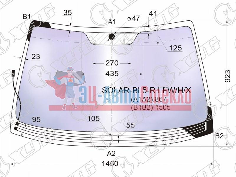 Стекло лобовое атермальное с обогревом щеток SUBARU LEGACY 4 /5D 03-09