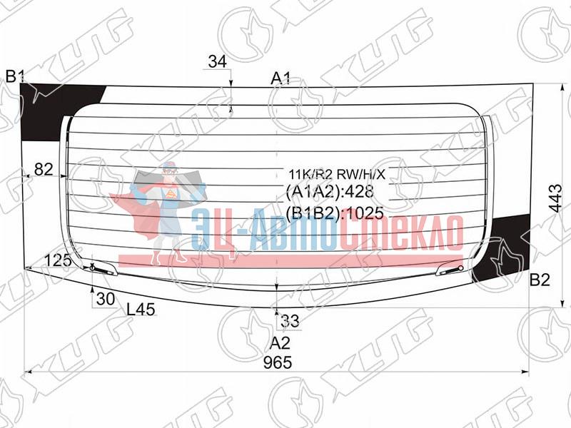 Стекло заднее с обогревом SUBARU R2 03-10
