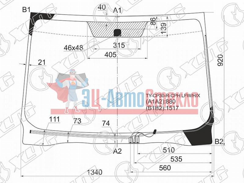 Стекло лобовое с обогревом щеток TOYOTA RACTIS 10-16 /SUBARU TREZIA 5D 11-16